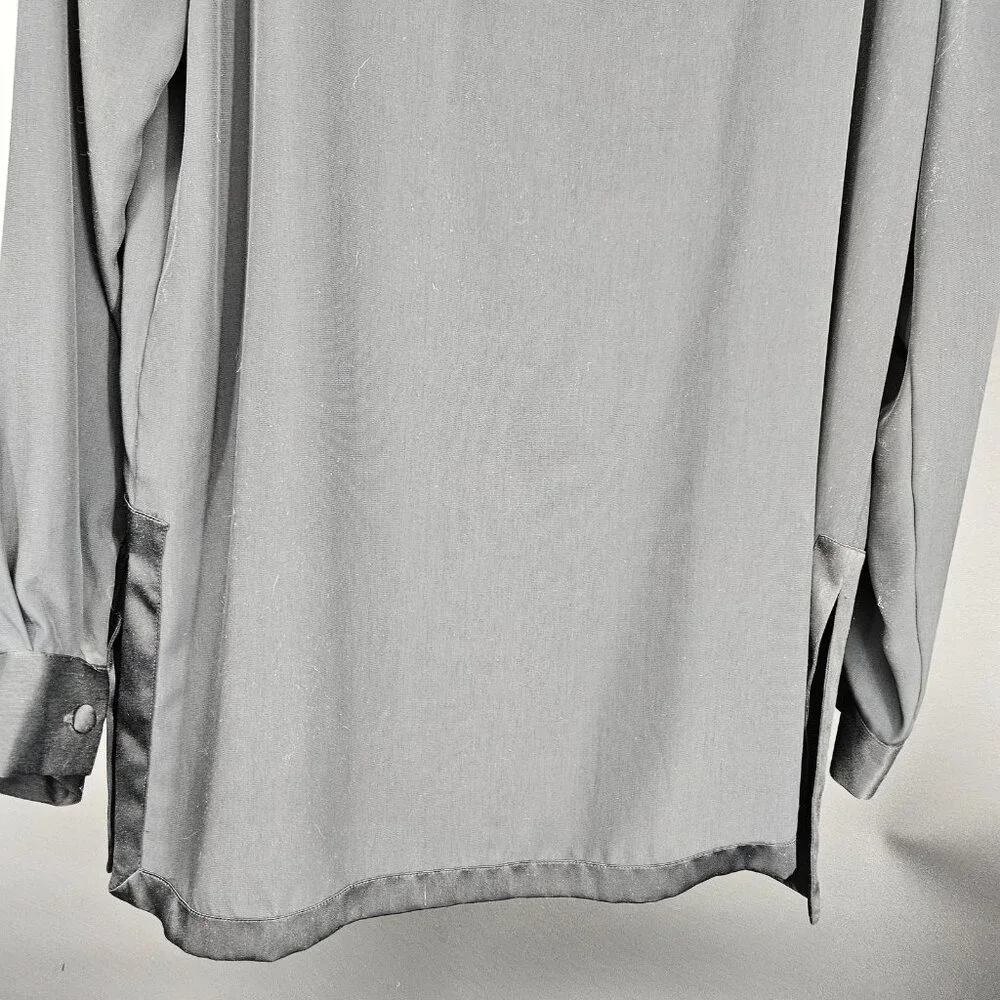 Vintage Christie and Jill Shirt Blouse Women Medium Black Bow Satin Trim 90s NEW - Picture 6 of 10